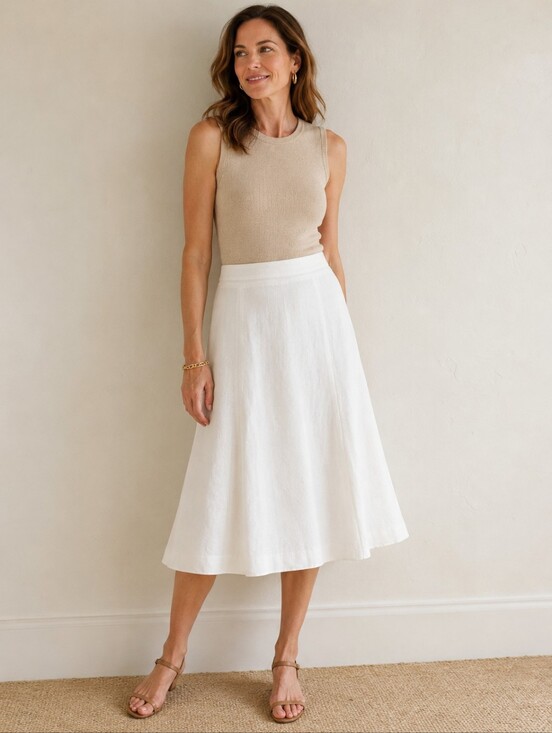 Talbots Dresses & Skirts - ❤️ TALBOTS VINTAGE IRISH LINEN A-LINE MIDI SKIRT IN WHITE, LATE 90's - EARLY Y2K